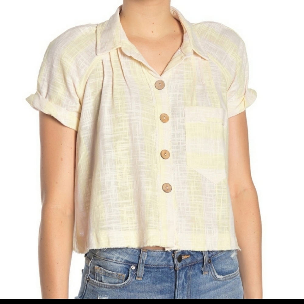 NWOT Free People babydoll linen blend top